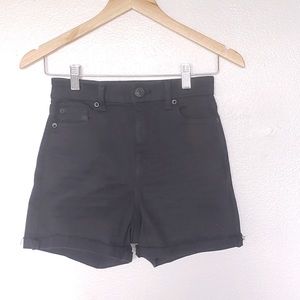 AEO Curvy Hi-Rise Shortie Jean Shorts Size 00 Black Denim Stretch